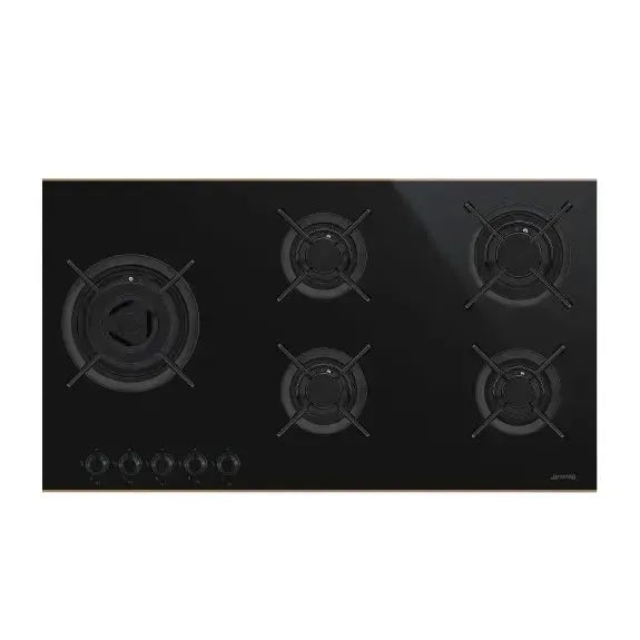Smeg 90cm Dolce Stil Novo 5 Burner Black & Copper Ceramic Cooktop - Premium Gas Stove for Modern Kitchens, Perfect for Home Chefs & Cooking Enthusiasts