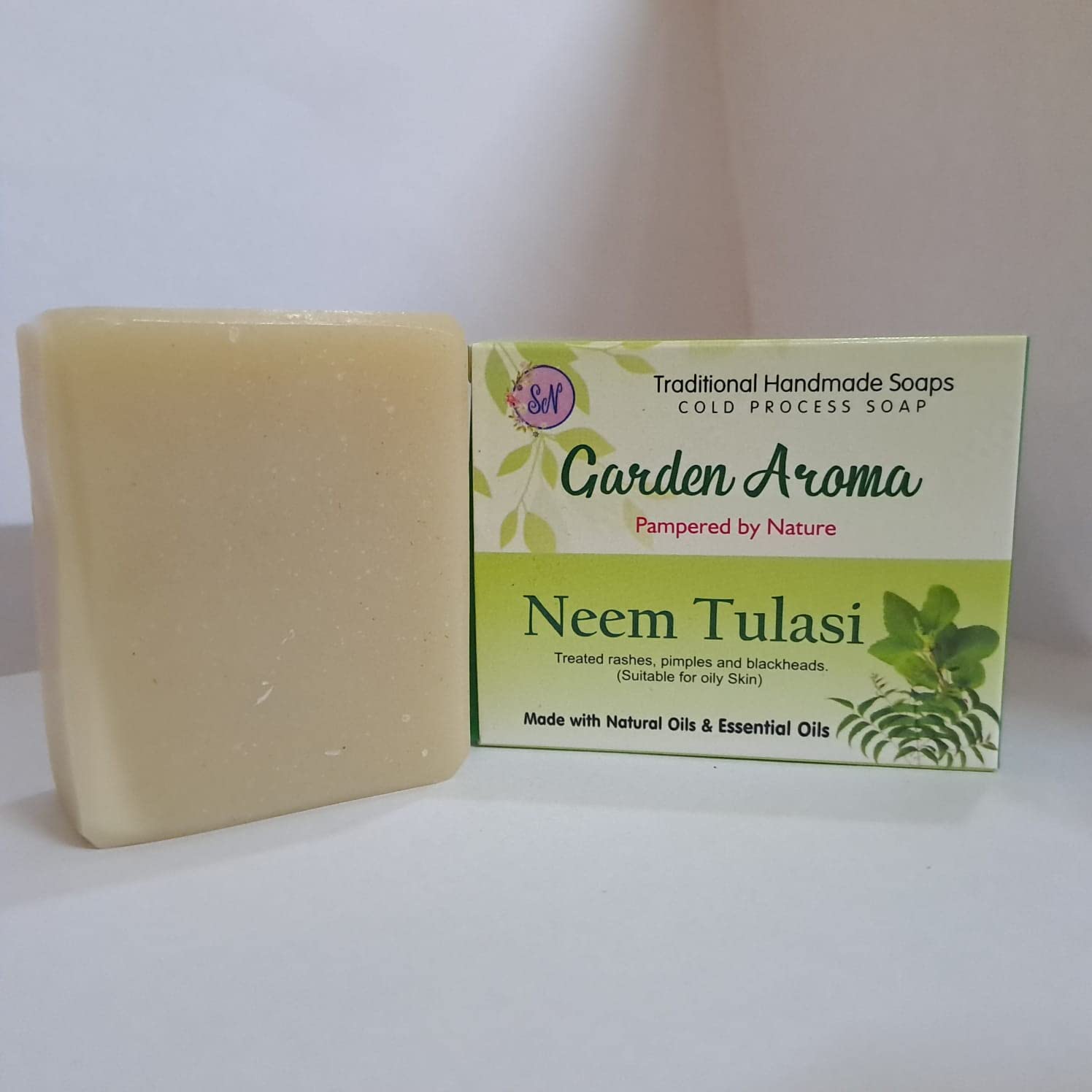 Neem Tulasi Herbal Handmade Cold Process Soap - Natural Ayurvedic Skincare for Acne, Eczema & Sensitive Skin - Perfect for Daily Cleansing & Relaxation