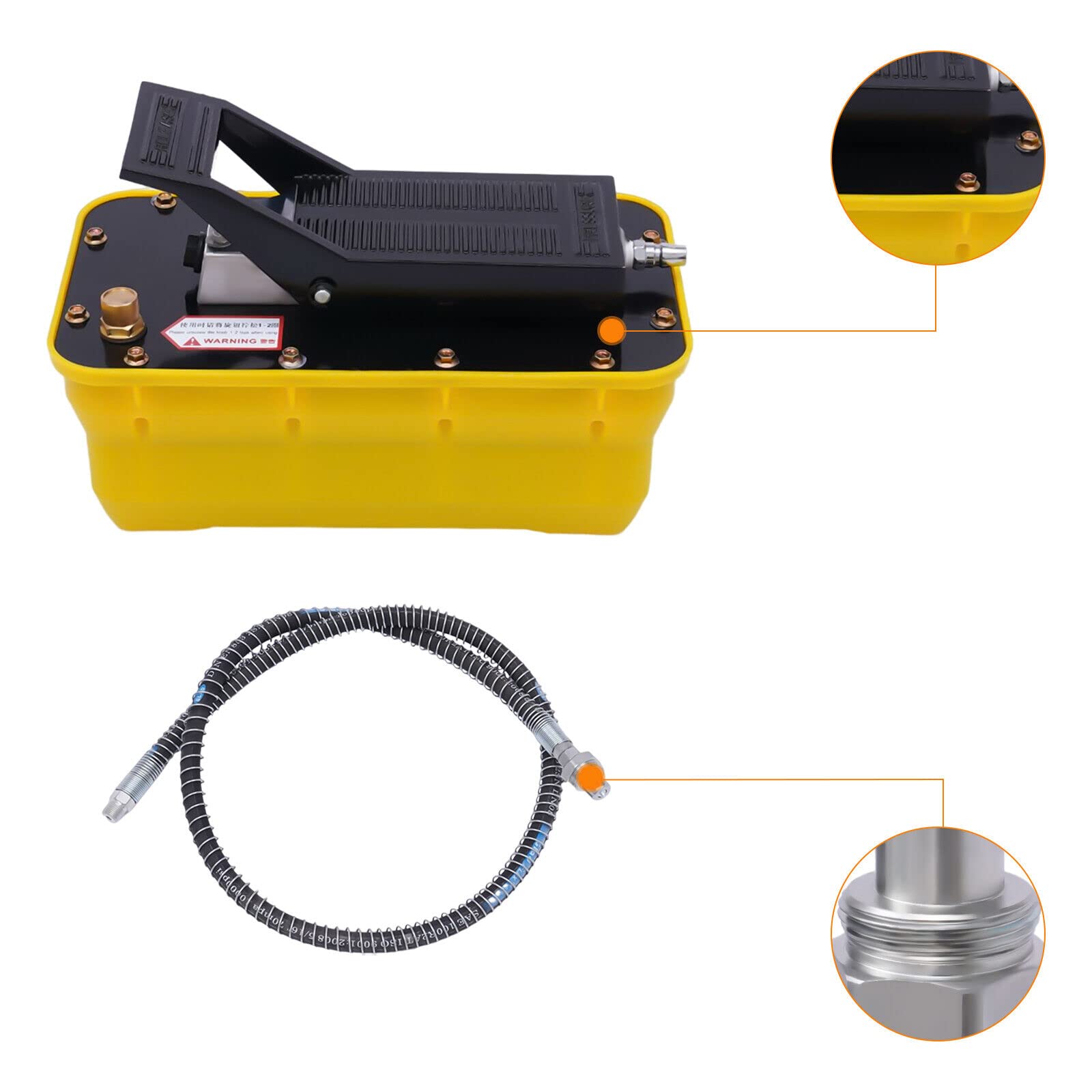 10 Ton 10000PSI Air Hydraulic Pump - High Pressure Pneumatic Foot Pump for Auto Body Frame Machine, Rotary Lift & Porta Power with 2.3L Capacity & Hose - Perfect for Car Repair Shops, Hydraulic Pressing & Heavy Duty Lifting