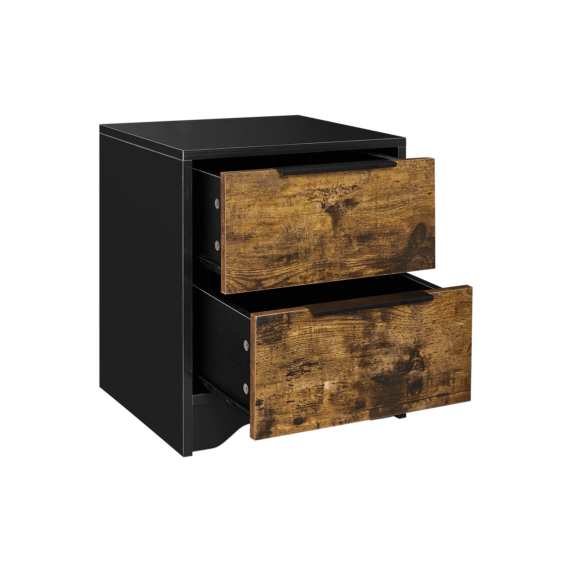 Modern Black Wooden Nightstand with 2 Drawers - Bedside Table for Bedroom, Living Room, Guest Room - Perfect for Storage & Home Decor