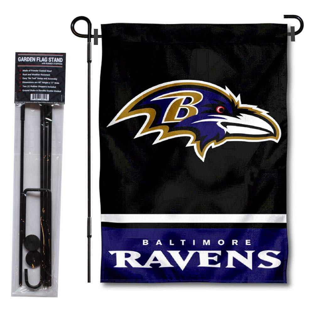WinCraft Baltimore Ravens NFL Team Garden Flag with Stand Holder - Perfect for Football Season Yard Decor & Fan Showcase