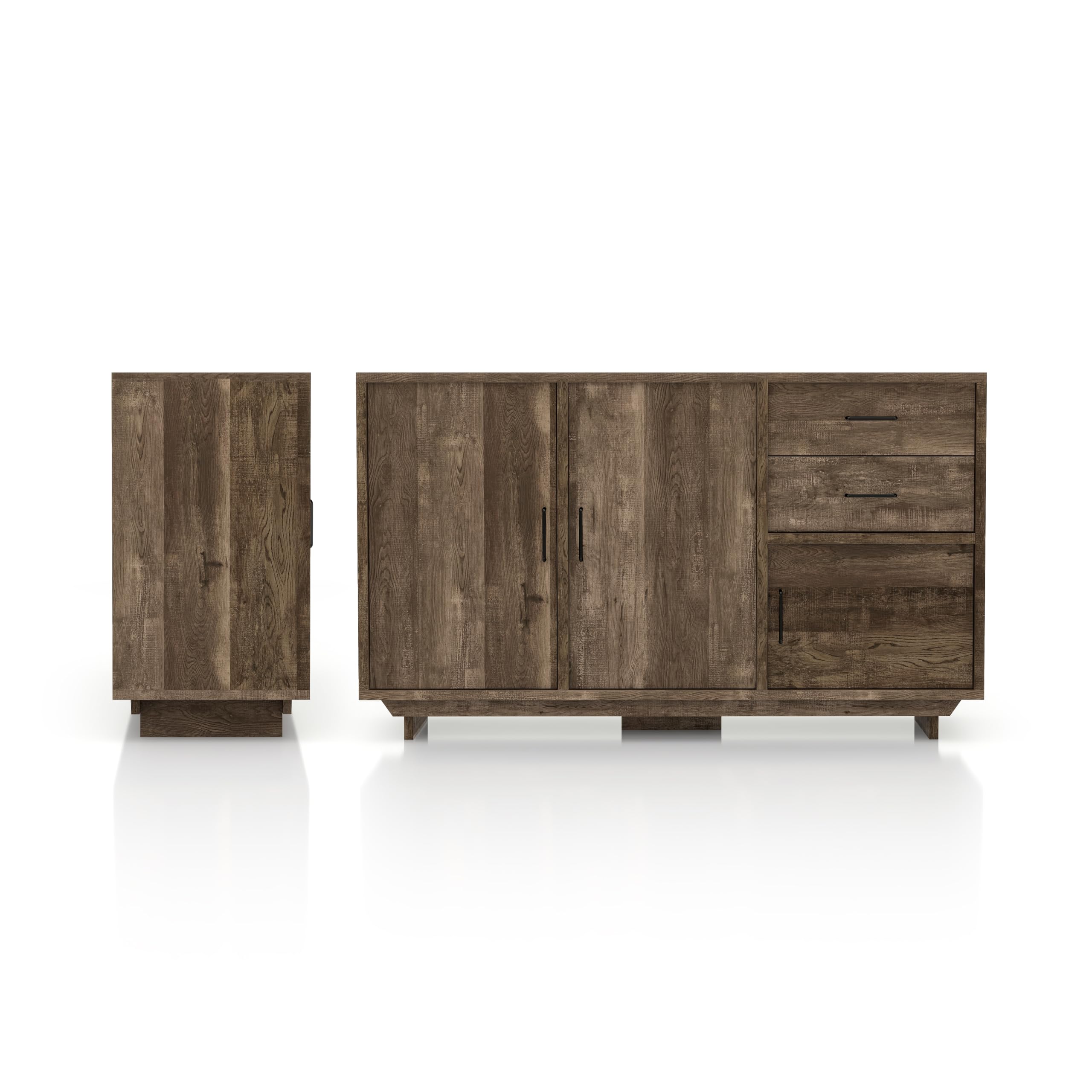 HOMES: Inside + Out Finn Wood Buffet Table - Rustic Reclaimed Oak Kitchen Storage Cabinet with Doors & Shelves, Industrial Sideboard for Entryway, Dining Room & Living Room - Perfect for Home Organization & Farmhouse Decor