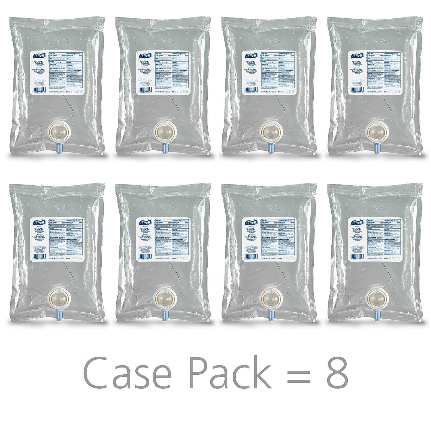 PURELL Advanced Hand Sanitizer Gel Refill - 1000 mL, Clean Scent, Pack of 8 with NXT Push-Style Dispenser (2156-08) | Alcohol-Based Hand Sanitizer for Offices, Schools, Hospitals & Public Spaces