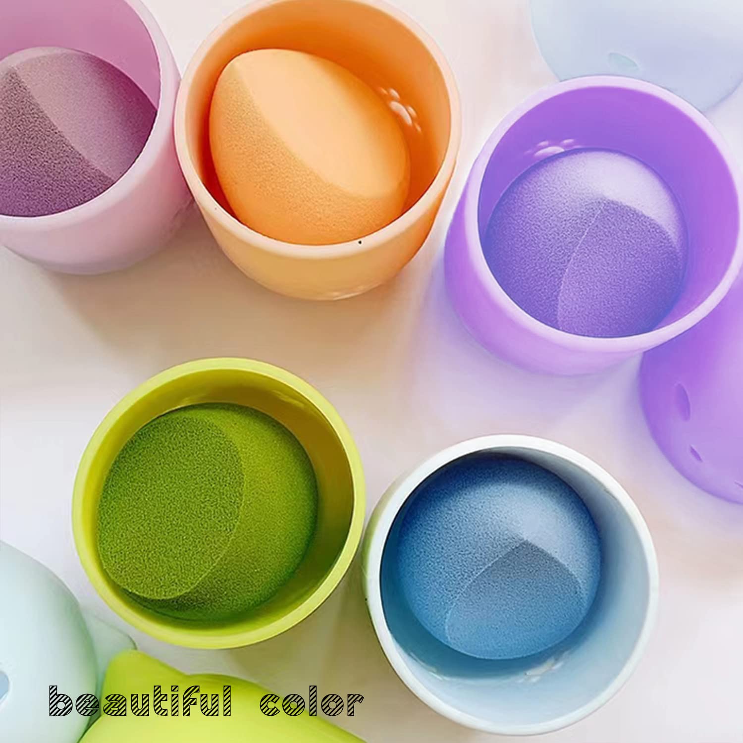 Premium Makeup Sponge Holder & Travel Case - Beauty Blender Egg Drying Stand with Powder Puff Storage | Light Purple Cosmetic Organizer for Travel, Home & Salon Use