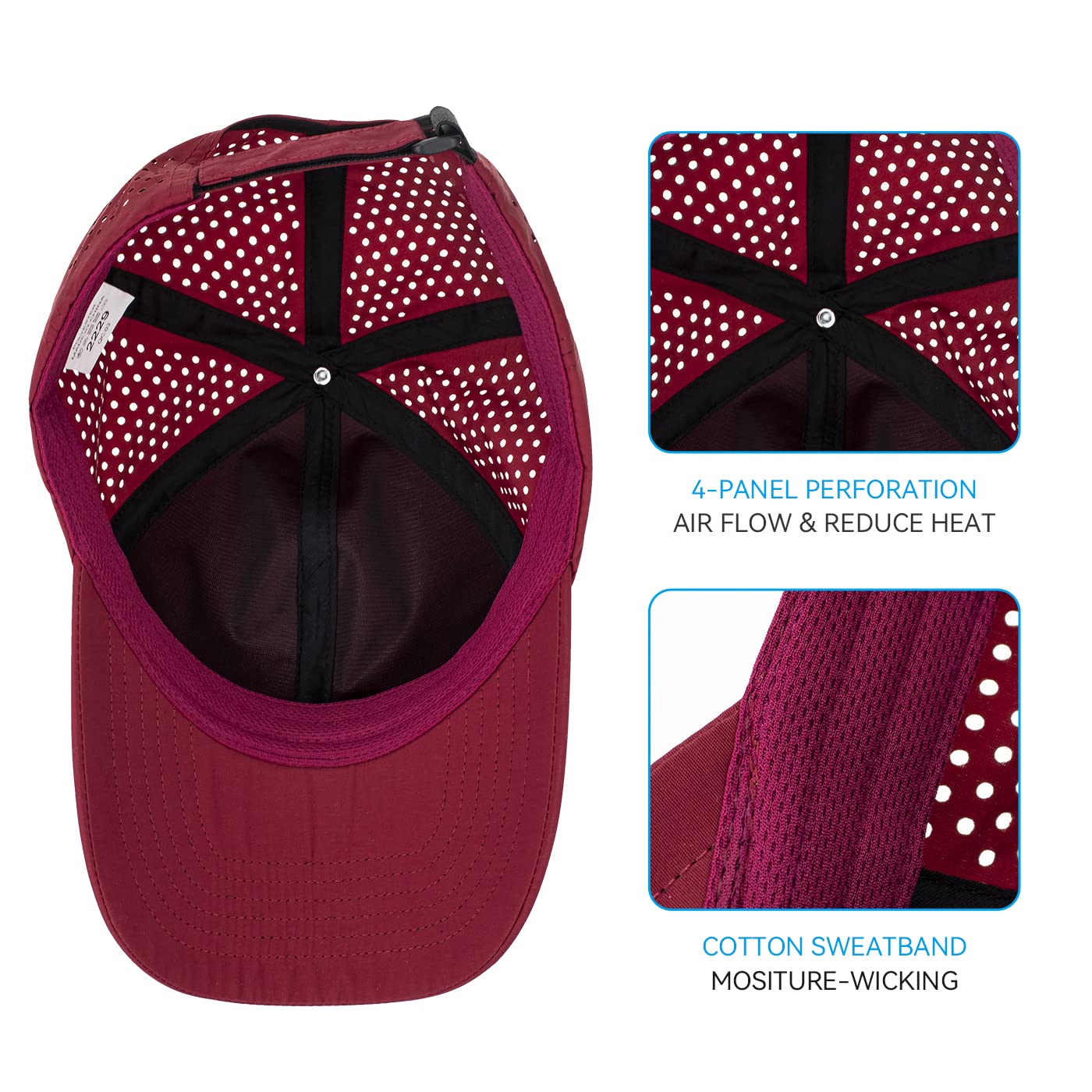 **Gisdanchz Quick Dry Mesh Baseball Cap for Men & Women - Golf, Hiking, Fishing, Cycling, Running & Workout - Breathable Outdoor Sport Hat in Burgundy**    **Perfect for Golf Courses, Hiking Trails, Fishing Trips, Cycling Adventures & Gym Workouts**