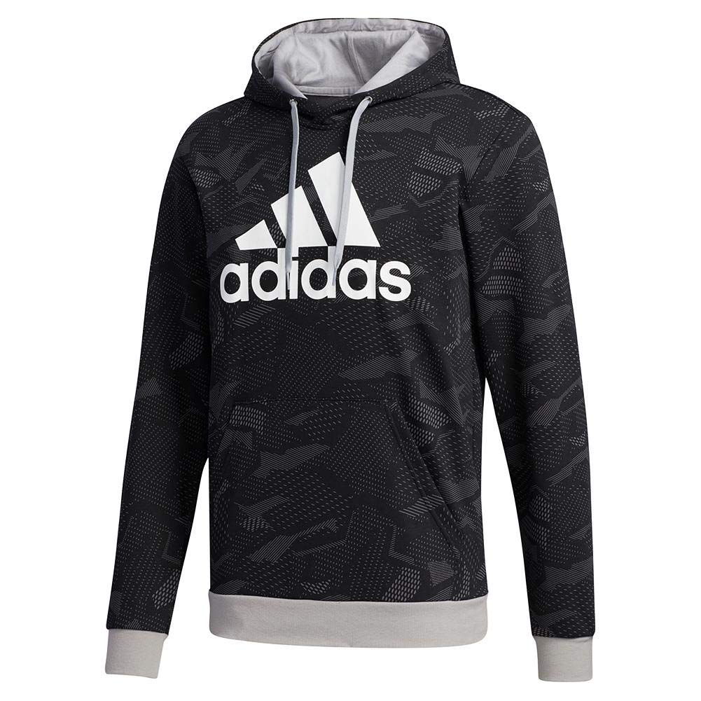adidas Men's Essentials Allover Print Hoodie - Comfortable Pullover Sweatshirt for Casual Wear, Gym & Street Style | Lightweight Fleece Lining for Everyday Use