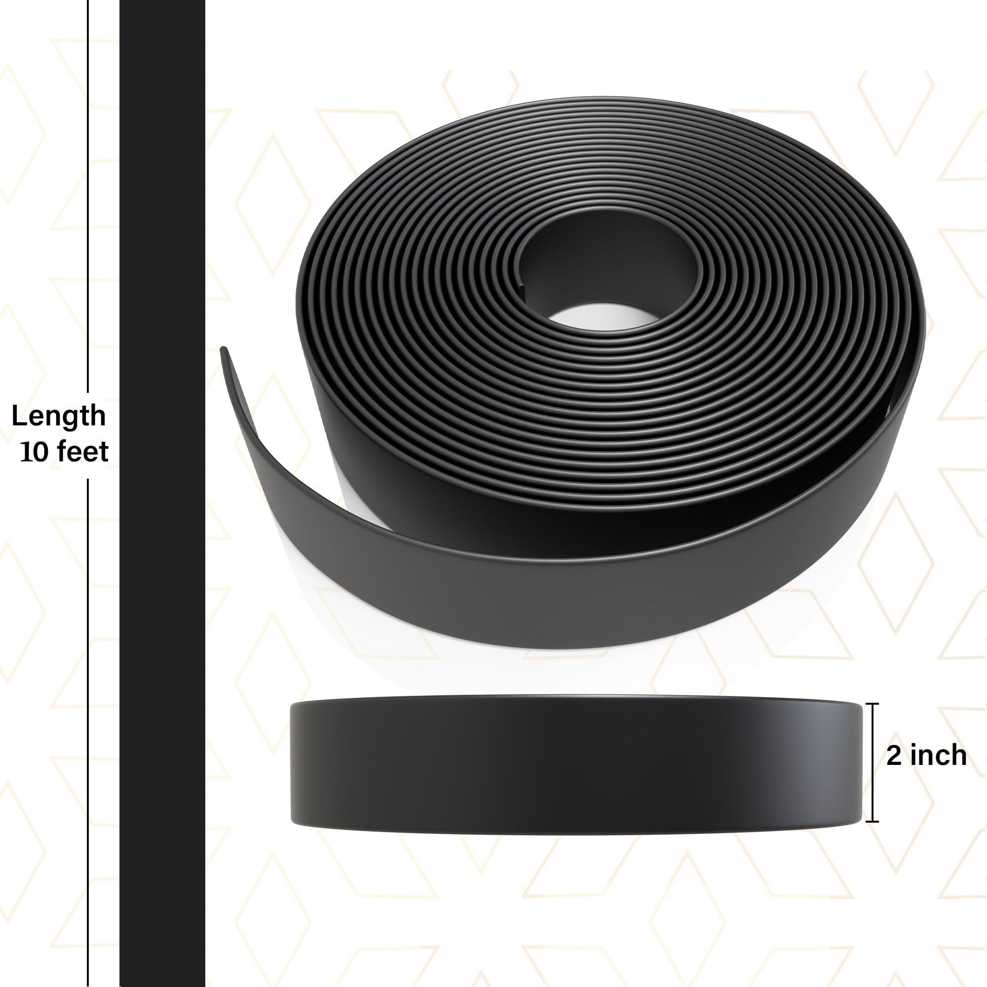 10 ft x 2 Inch Wide Black Vinyl Strapping Replacement Straps - Durable Patio Chair & Outdoor Furniture Repair Straps with Matte Finish - Perfect for Lawn Chairs, Loungers, and Poolside Furniture