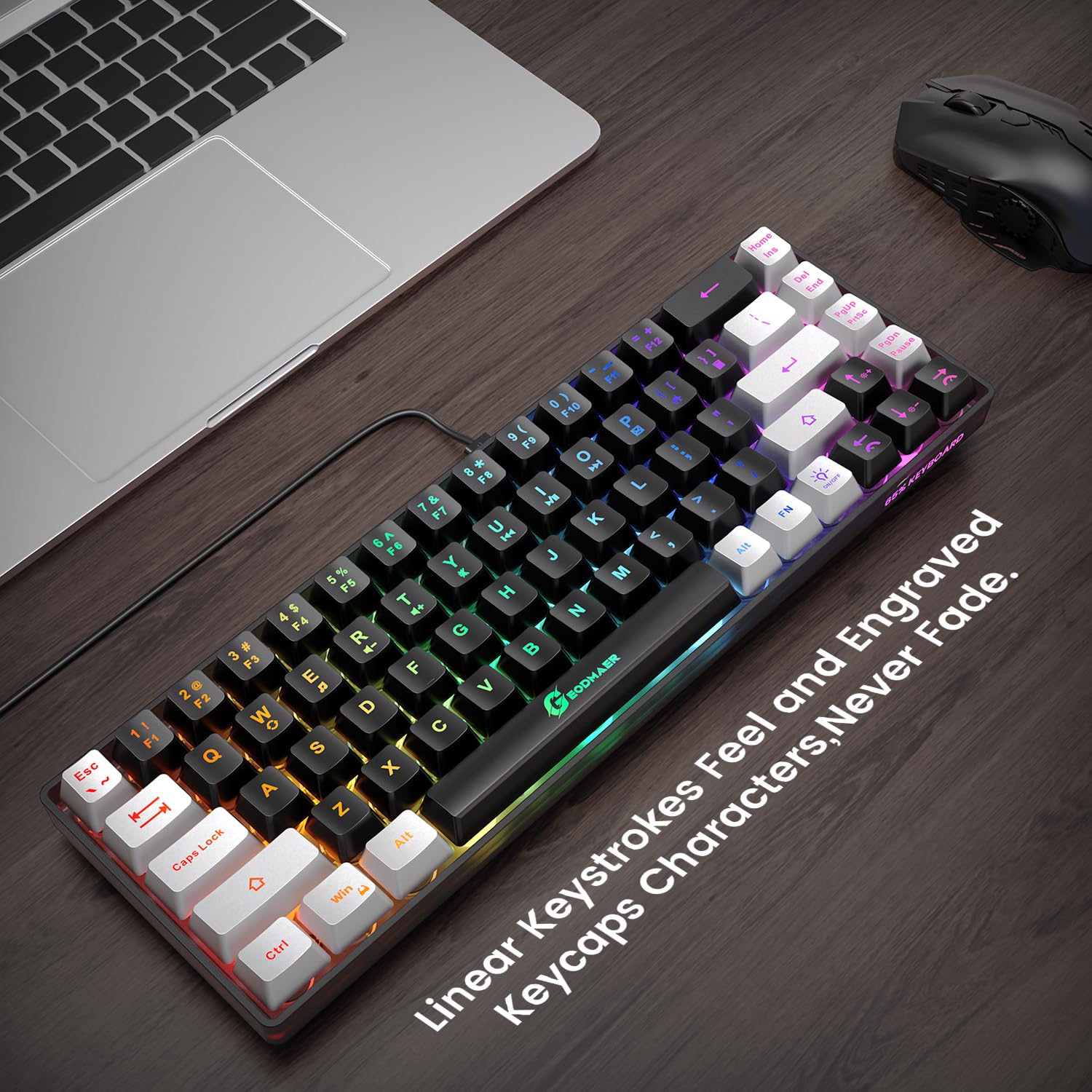 65% LED Gaming Keyboard - Compact 68 Keys, Anti-Ghosting for PC Gamers | Perfect for Esports & Office Work