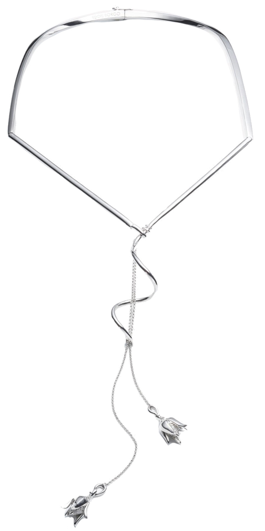 Pave Bud Drop Necklace in Sterling Silver - Elegant Layering Jewelry for Women, Perfect for Date Nights & Special Occasions