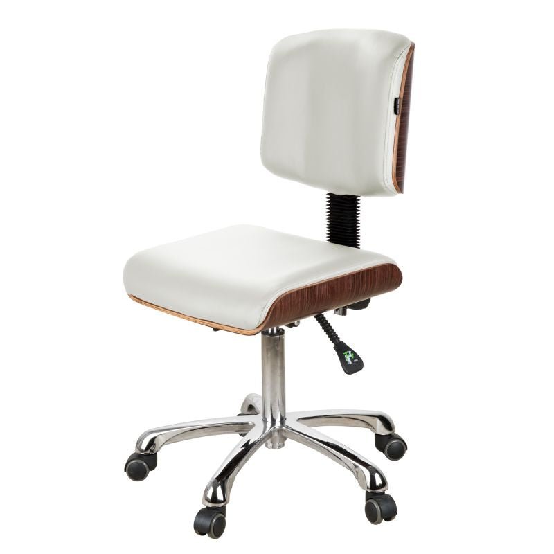 Silverfox Rolling Stool with Backrest - Adjustable Height Ergonomic Rolling Chair with Wheels for Salon, Tattoo Studio, Kitchen & Office Use - Model 1071 WHT
