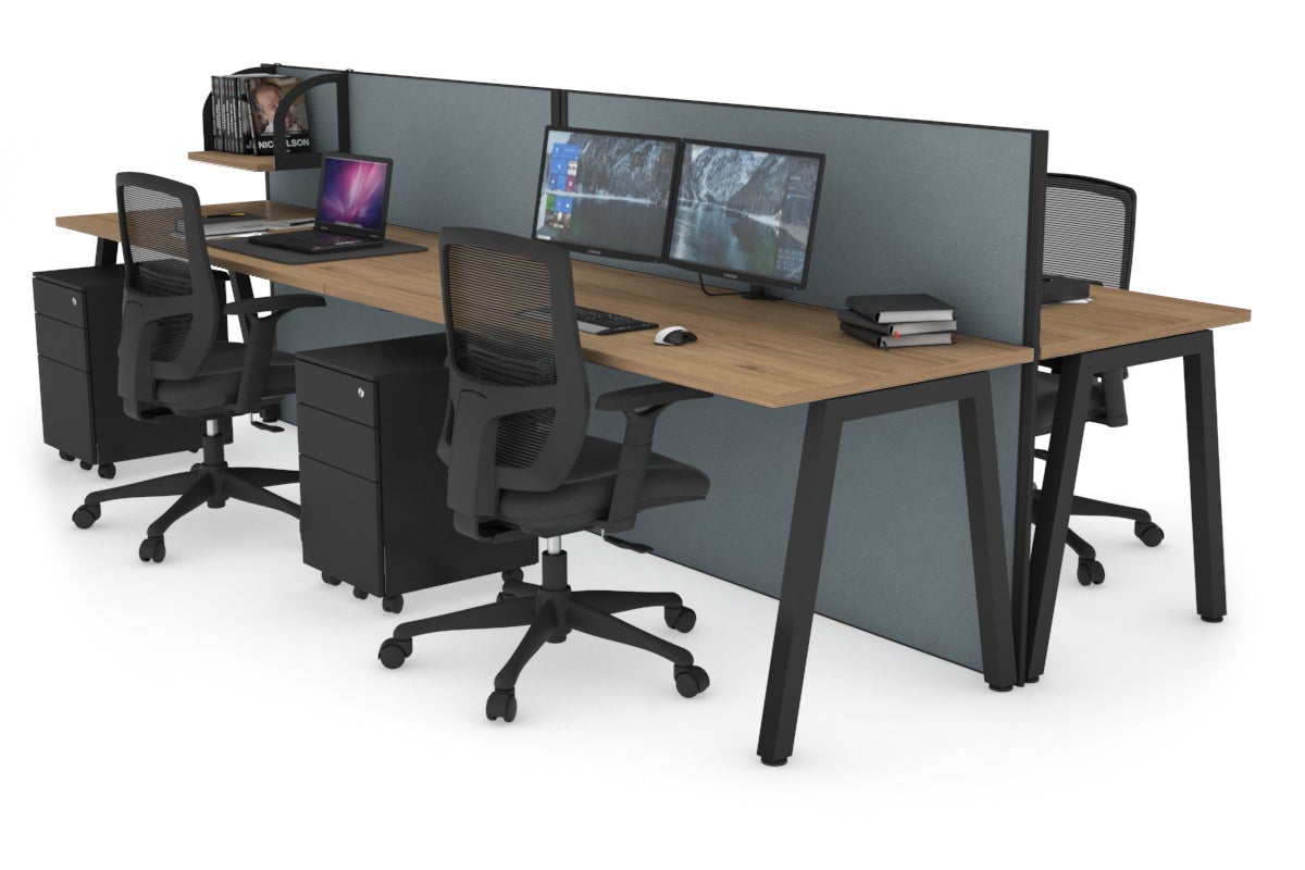 Horizon Quadro 4-Person Office Workstation Bench with A-Legs - 1400mm x 700mm Dimensions - Perfect for Collaborative Workspaces, Coworking Offices & Team Meetings