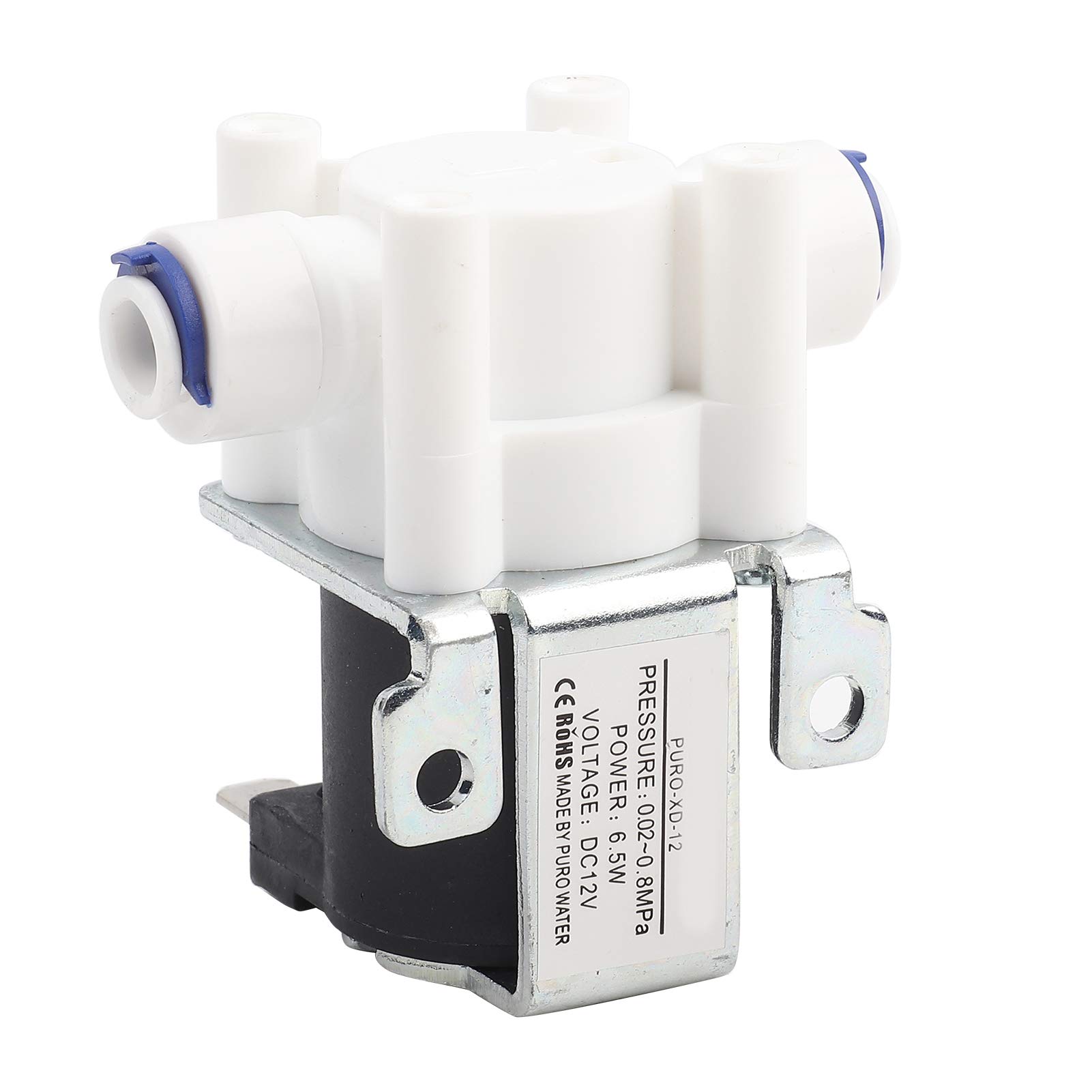 12V DC Electric Water Solenoid Valve - Magnetic Purifier Valve with Quick Connect, Normally Closed for Pure Water Filtration System | Perfect for RO Filters, Refrigerator Ice Makers & Home Water Purification Systems