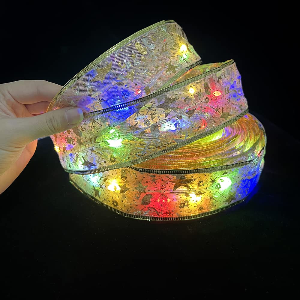Gold LED Christmas Fairy Lights - 16.4ft Shimmering Ribbon Lights for Xmas Tree Decorations, DIY Holiday Party Decor, Wedding & Home Decoration (Warm White) - Perfect for Indoor/Outdoor Christmas Trees, Fireplace Mantels, and Festive Party Backdrops
