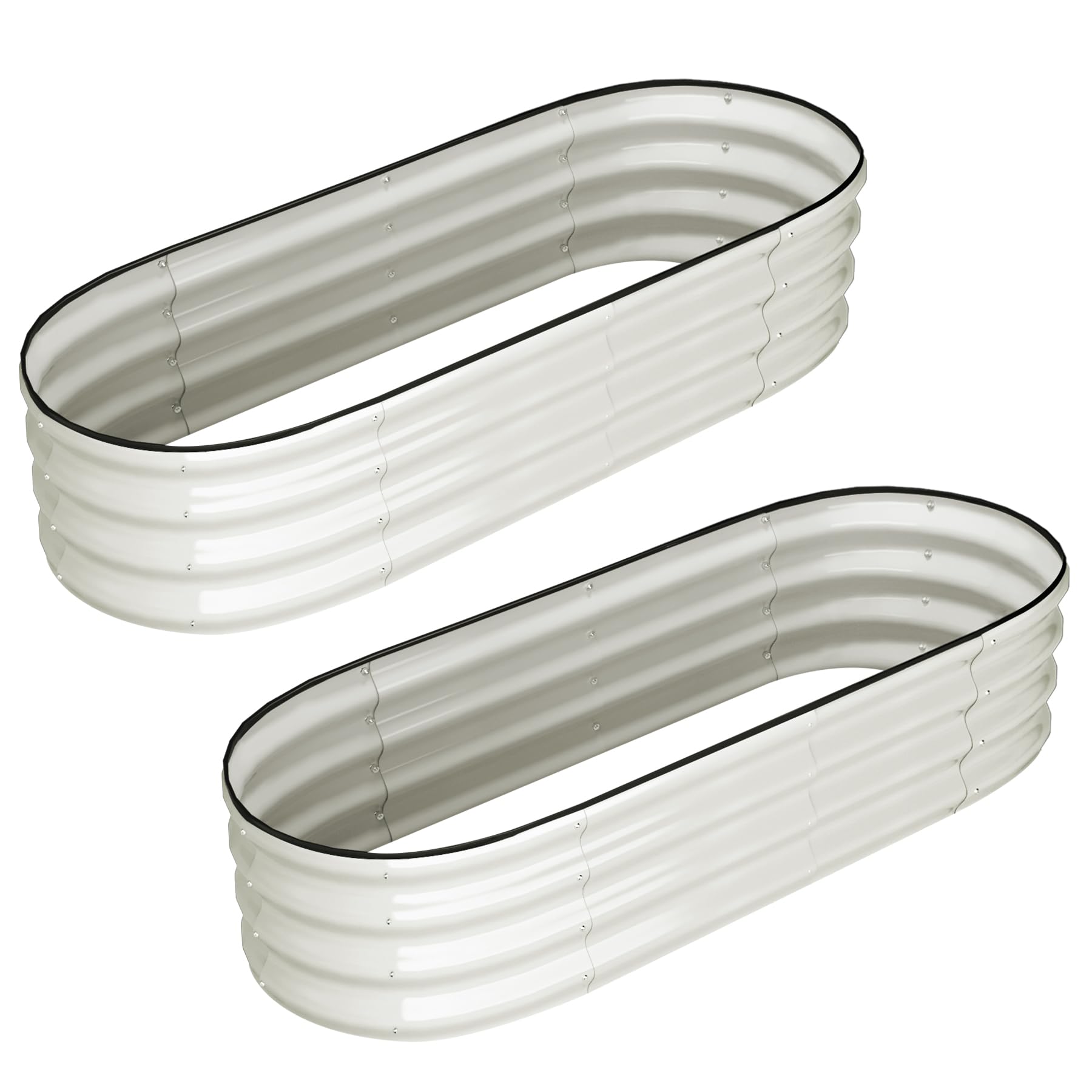 GARVEE 2-Pack 4.5' x 2' x 2' Oval Galvanized Metal Raised Garden Beds for Vegetables, Flowers & Plants - Outdoor Planter Boxes with Open Base, Easy Tool-Free Assembly (White) - Perfect for Backyard Gardening, Patio Decor & Small Space Planting