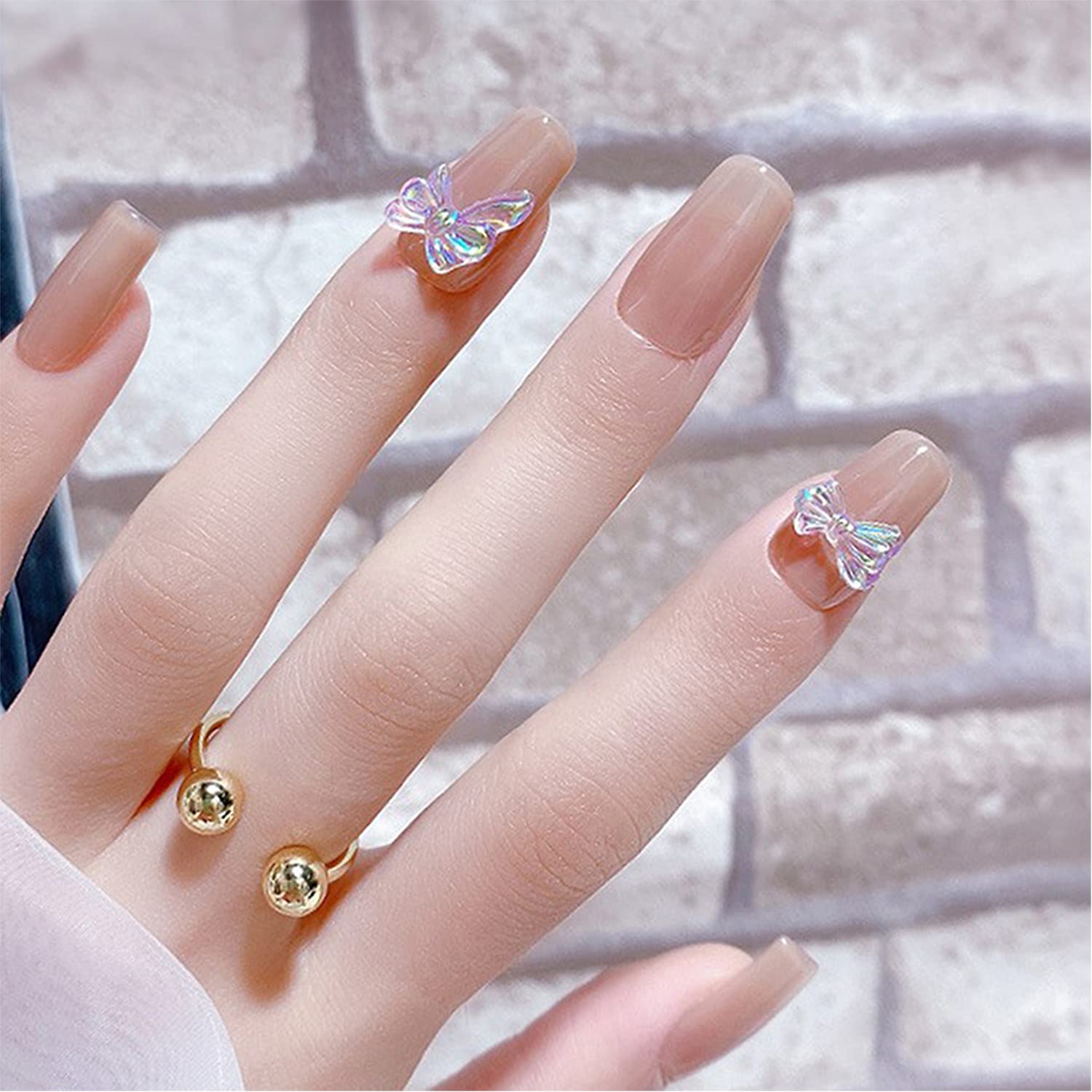 JERCLITY 3D Aurora Butterfly & Bow Nail Charms - 2 Boxes Nail Art Decorations with Pearls & Studs for Acrylic Nails - Perfect for Salon, DIY Manicure & Women's Nail Accessories - Great Gift for Girls & Teens