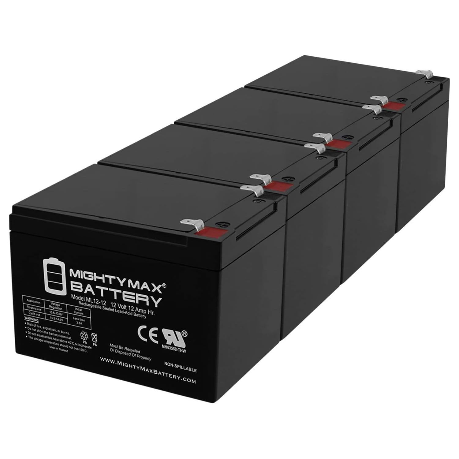 Mighty Max 12V 12AH F2 Replacement Battery for APC BackUPS Pro 650 - 4 Pack - Power Backup for Home Office, Computer, Router & Electronic Devices