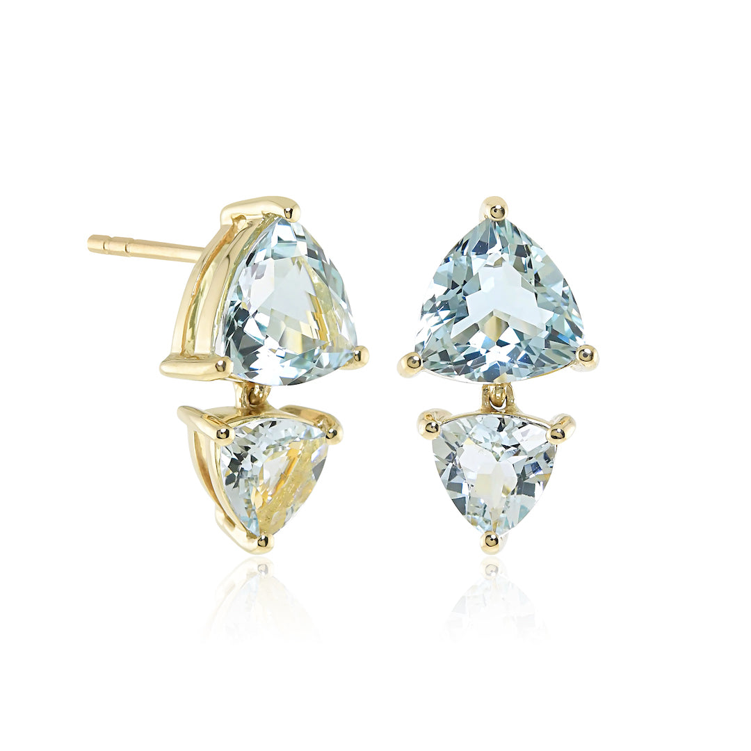 Aquamarine Drop Earrings for Women - Elegant Trillion Cut Gemstone Jewelry for Wedding, Party & Special Occasions