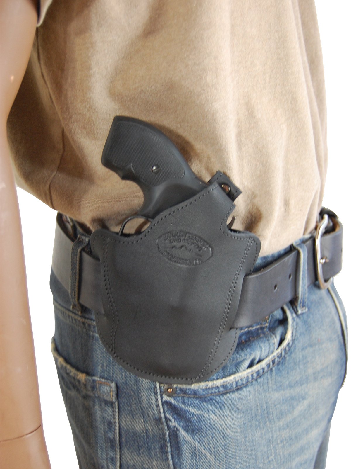 Barsony New Black Leather Pancake Holster for 2