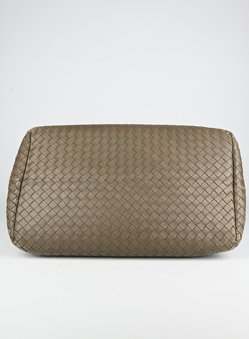 Bottega Veneta Milano Leather Handbag in Mud Color - Luxury Italian Designer Tote for Women, Perfect for Work, Travel & Everyday Use