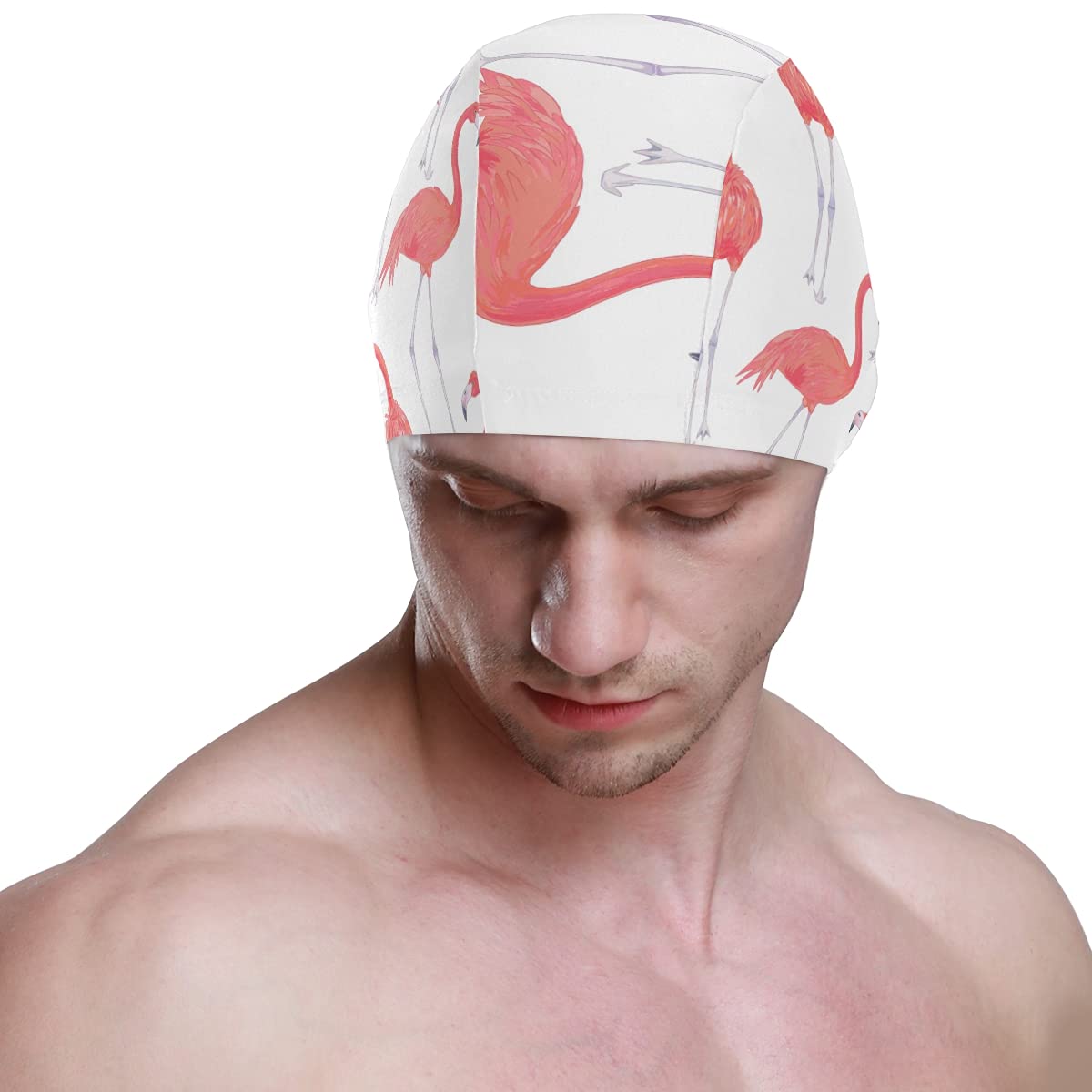 Flamingo Swim Cap - Easy On/Off Swimming Cap for Long & Short Hair - Waterproof Silicone Swim Cap for Adults, Youth, Women & Men - Perfect for Pool, Beach & Competitive Swimming