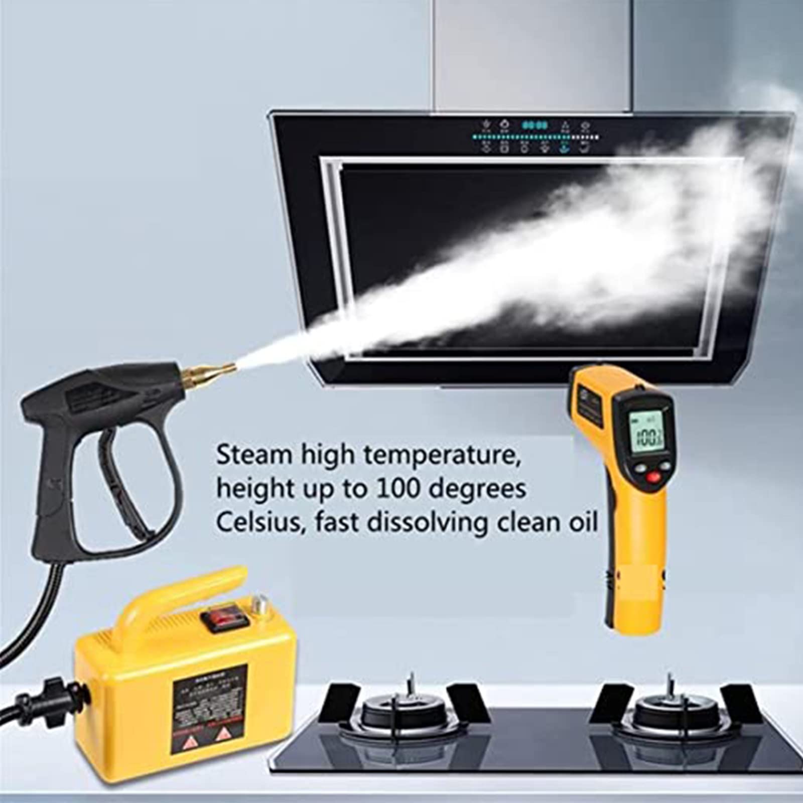 1700W Handheld High Pressure Steam Cleaner Machine - 110V Powerful Steam Tool for Home Cleaning, All-Purpose High Temperature Steamer (Yellow) | Perfect for Kitchen, Bathroom, Floors & Upholstery