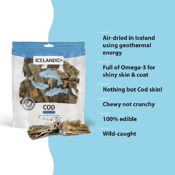 Premium Icelandic Cod Skin Dog Treats - All-Natural, High-Protein Chews for Dogs | Perfect for Training, Dental Health & Long-Lasting Enjoyment