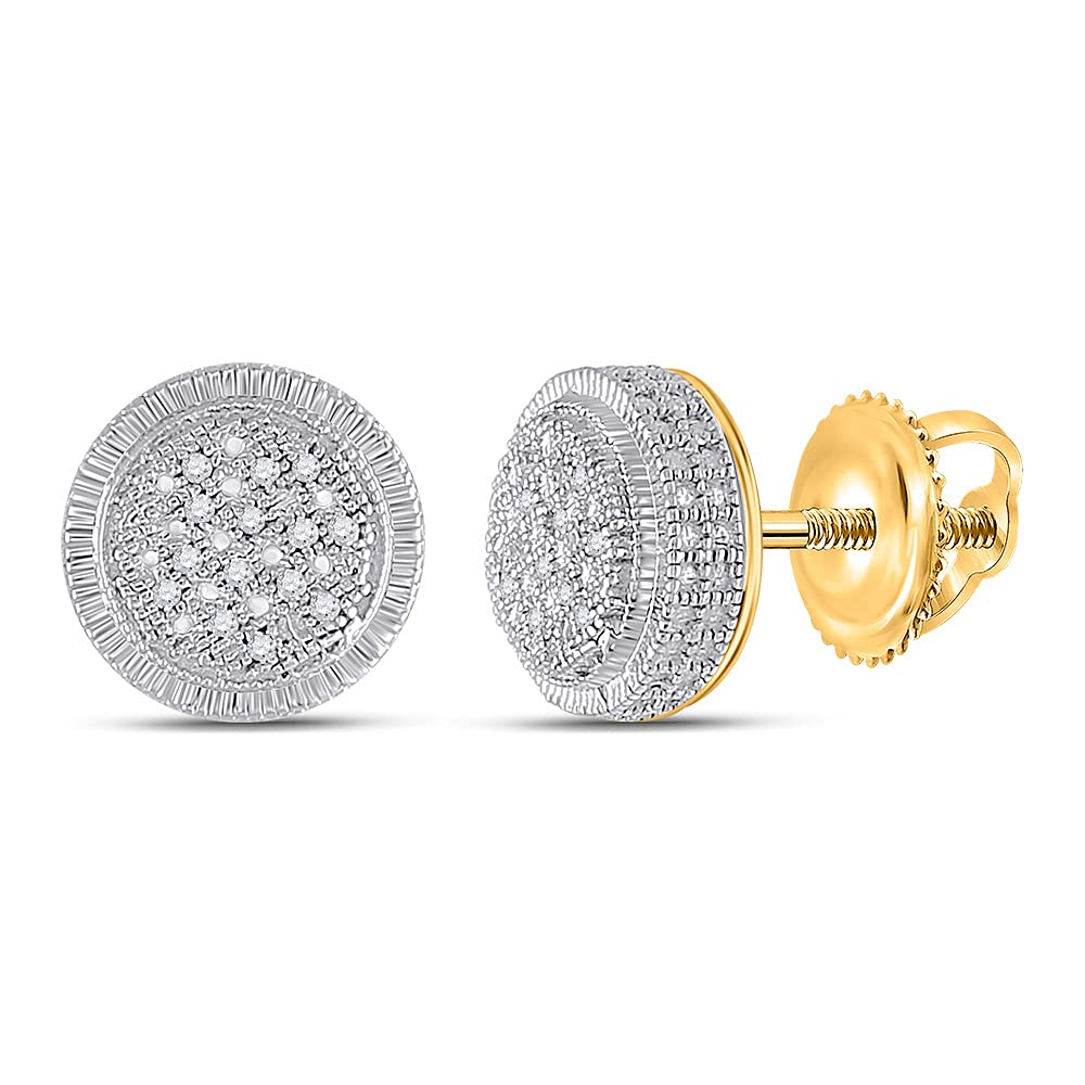 Yellow-Tone Sterling Silver Men's Round Diamond Circle Earrings 1/10 CTTW - Perfect for Gifts, Weddings & Special Occasions