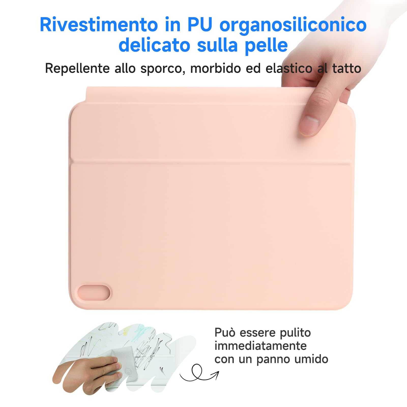 Magnetic Keyboard Case for iPad 10th/11th Gen (2022, 2025 A16) - Multi-Touch Trackpad, 7-Color Backlit, Italian Layout, Pink | Protective Cover with Wireless Charging | Perfect for Work, Study & Travel