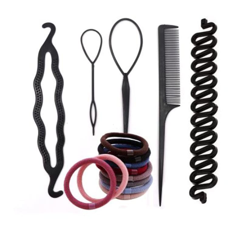 LYTIX 17-Piece Hair Bun Maker Kit with Elastic Hair Ties - Perfect for Updos, Ponytails, and Stylish Hairstyles at Home or Salon