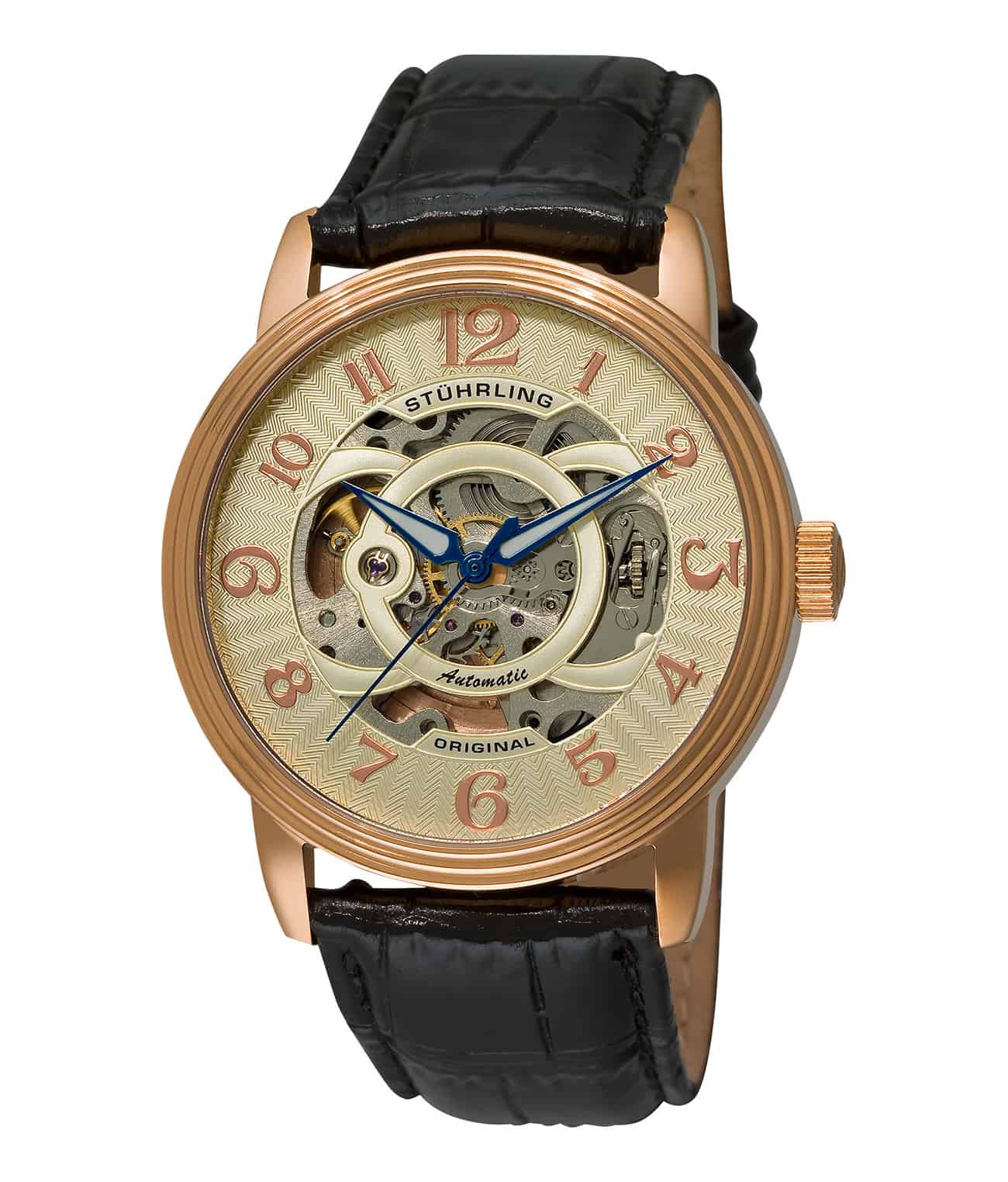Delphi Alpha 107EG 44mm Skeleton Watch for Men - Luxury Automatic Mechanical Timepiece - Perfect for Business, Formal Events & Gift Giving