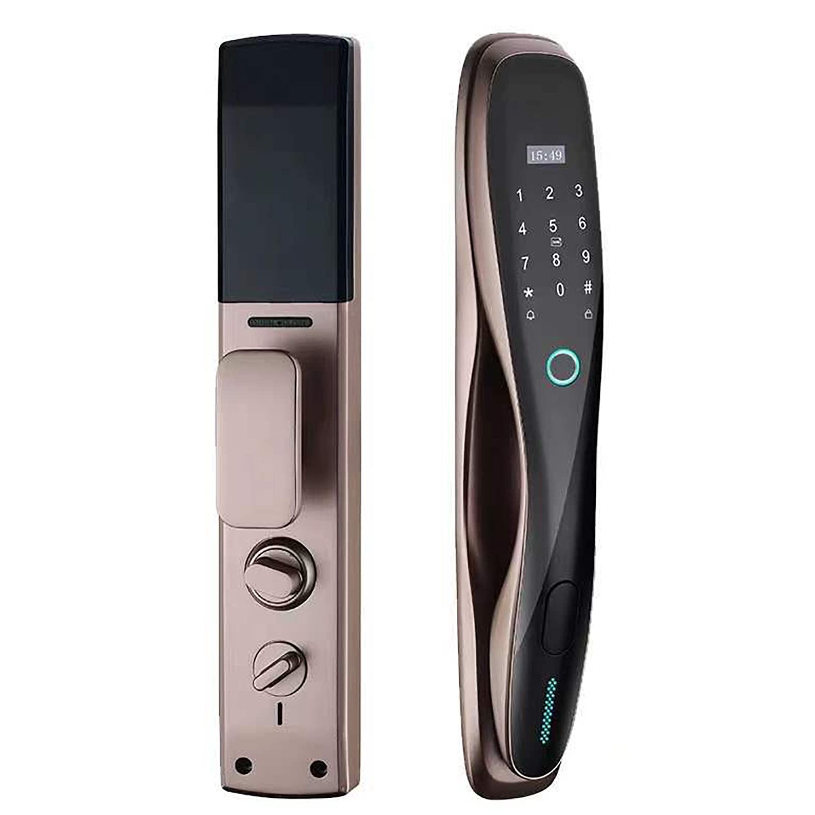 WiFi Smart Fingerprint Deadbolt Lock with Touchscreen Keypad & Emergency Keyhole - App Controlled Smart Door Handle for Home, Office & Warehouse Security (Ideal for Front Door, Apartment & Vacation Rental Access)