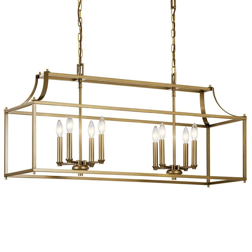 8-Light Traditional Candle Style Cage Chandelier - Brushed Nickel Finish - Perfect for Kitchen Island, Dining Room, or Farmhouse Decor Lighting