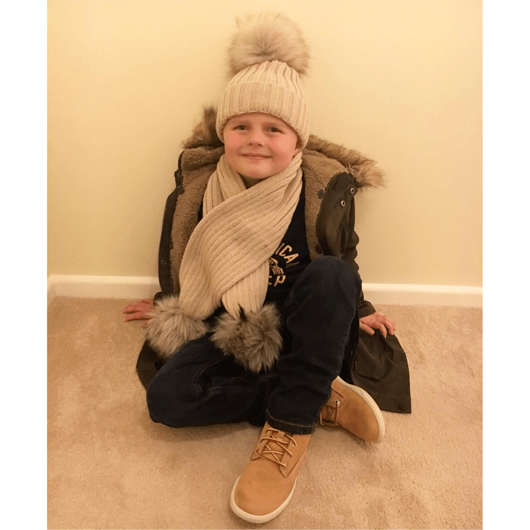 Cozy Knitted Faux Fur Pom Pom Winter Hat for Women - Soft Warm Beanie with Fluffy Ball - Perfect for Cold Weather, Snow Days & Outdoor Activities
