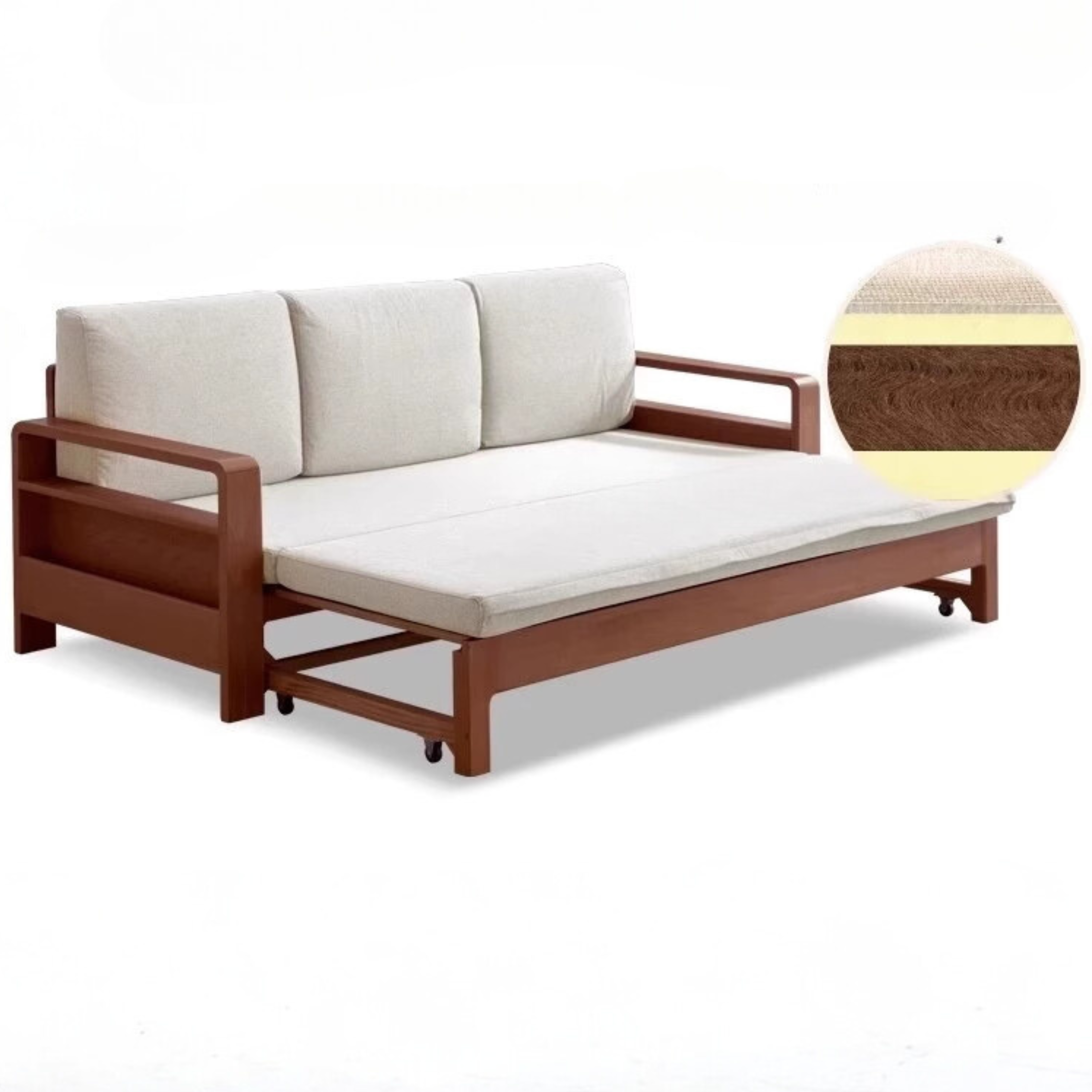 83.5x31.1-55.7x26.8 inch / 212x79-141.5x68сm / Beech Walnut - off-white/coconut palm mat