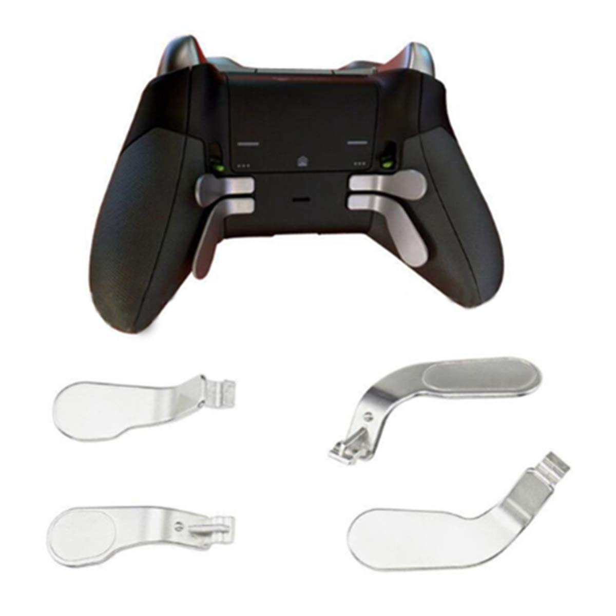 4 PCS Stainless Steel Paddles with Hair Trigger Locks - Replacement Parts for Elite Controller - Durable Metal Game Accessories for Xbox - Perfect for Competitive Gaming & FPS Shooters