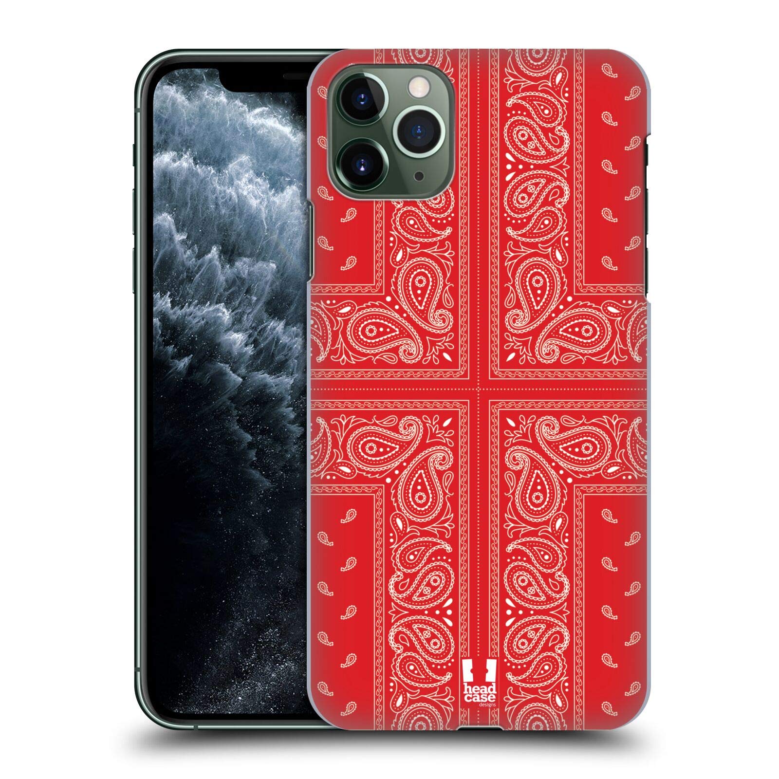 Head Case Designs Cross Red Classic Paisley Bandana Hard Back Phone Case Compatible with Apple iPhone 11 Pro Max - Perfect for Everyday Protection & Stylish Accessorizing