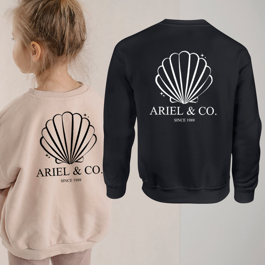 Ariel & Co 1989 Vintage Back Logo Kids Sweatshirt - Soft Cotton Pullover for Boys & Girls - Perfect for School, Playdates & Casual Outings