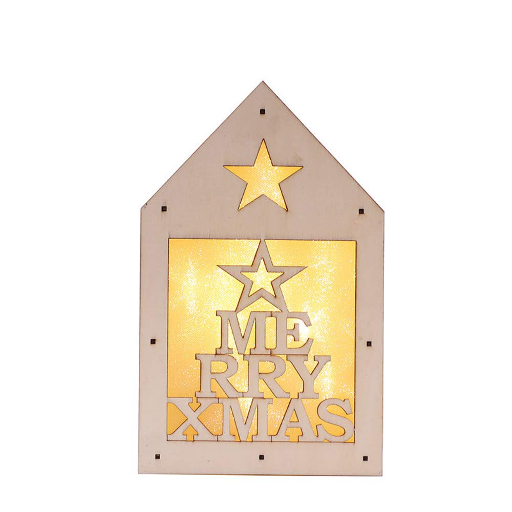 HHmei LED Christmas Decorations Set - Wooden Deer Cart, Luminous House, Blue Table & Tree Lights, Silver Wall Ornaments & Khaki Place Card Holders for Indoor/Outdoor Holiday Decor | Perfect for Home, Mall Windows, and Festive Party Decor