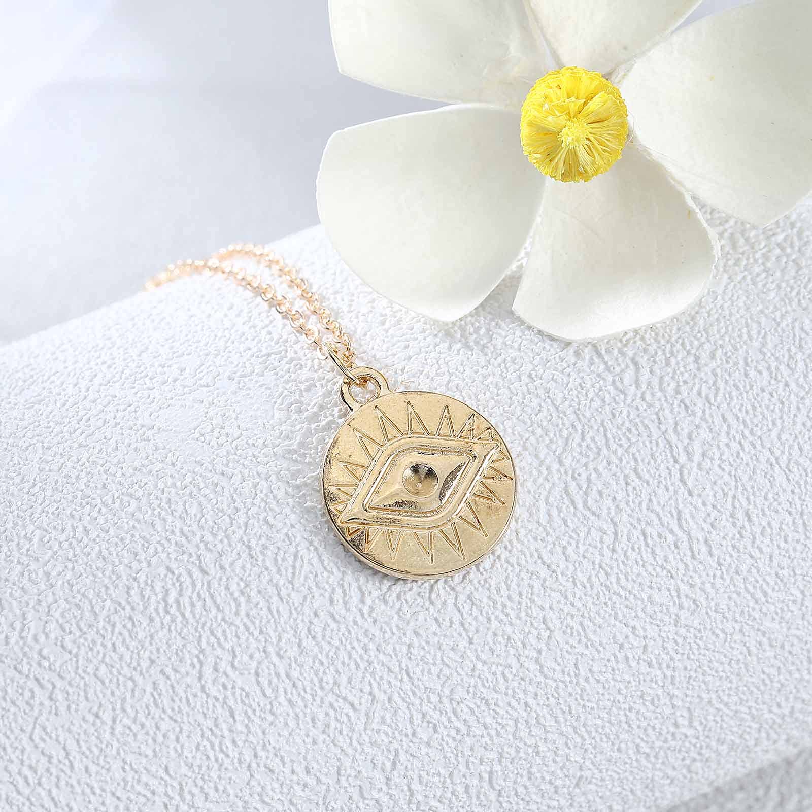 Dreamyn Boho Evil Eye Choker Necklace with Gold Coin Pendant - Adjustable Minimalist Short Chain Necklace for Women | Perfect for Layering, Boho Outfits & Everyday Wear