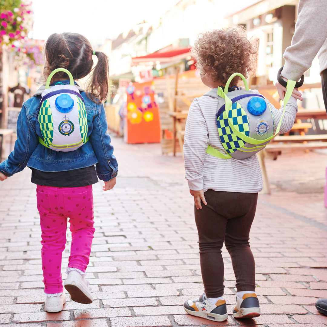 LittleLife Police Toddler Backpack with Safety Rein & LED Flashing Light - Adjustable Kids Walking Harness for Daycare, Travel & Outdoor Adventures