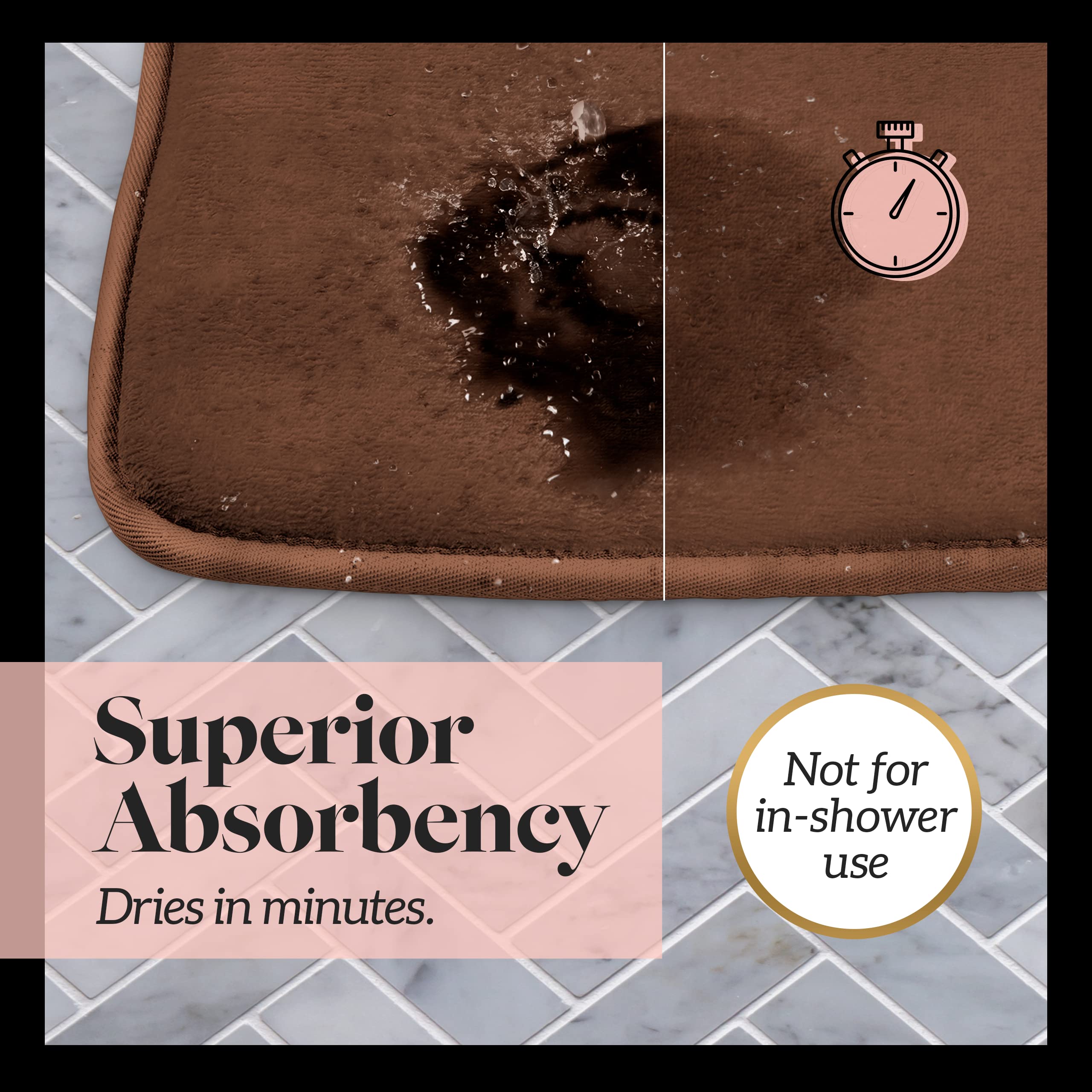 Genteele Memory Foam Bath Mat - Super Absorbent Non-Slip Velvet Bathroom Rug (22