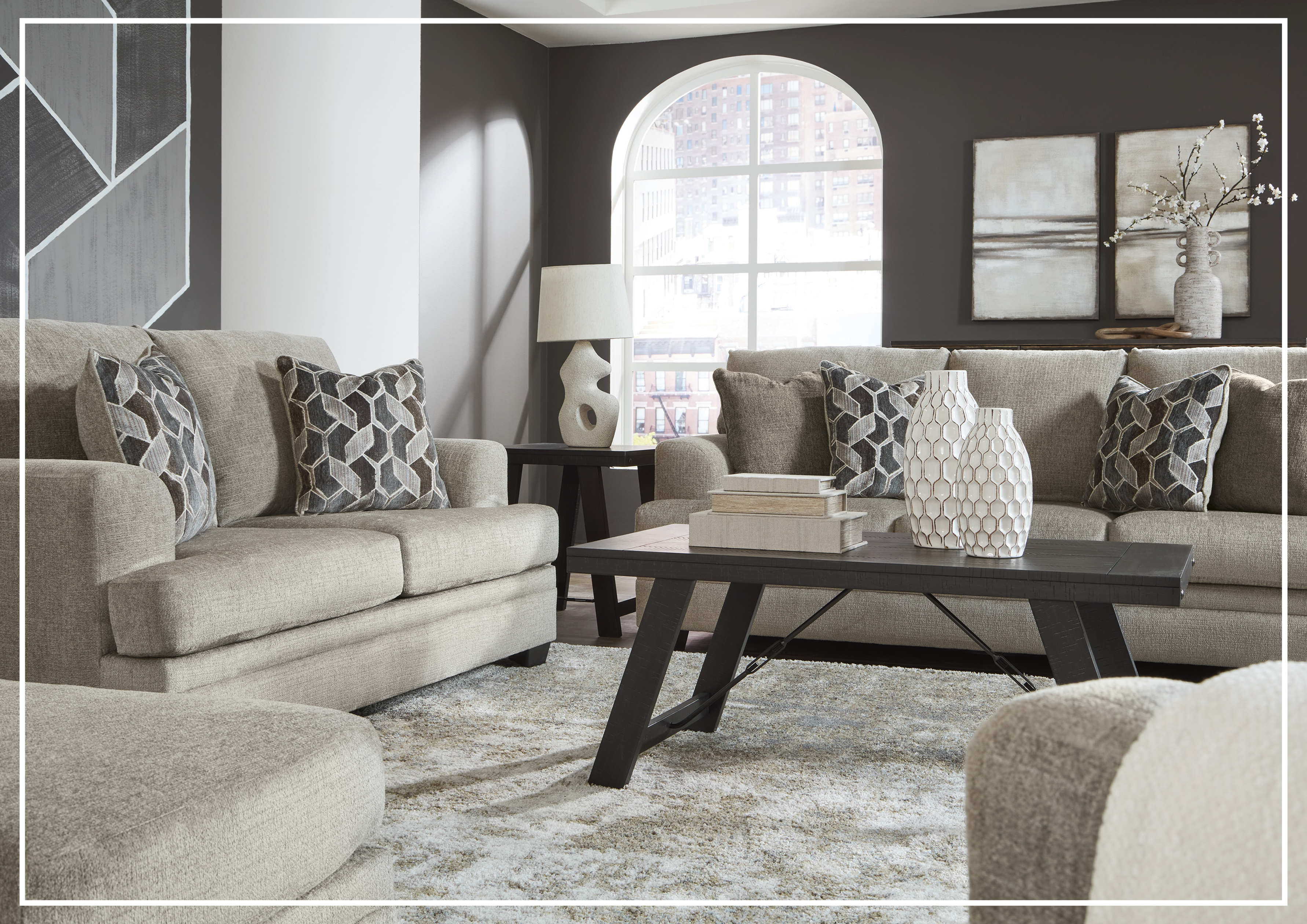 Gio Italia Seabrook 3-Seater Sofa in Taupe - Modern Upholstered Living Room Furniture for Home & Office Comfort