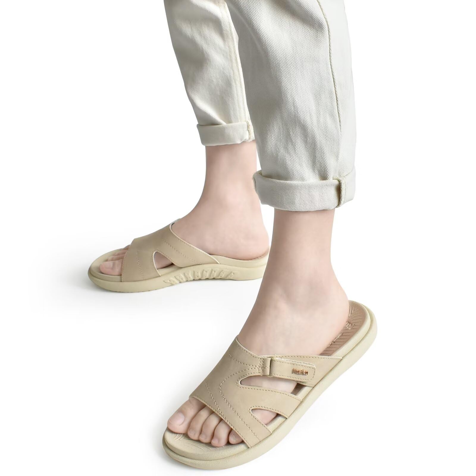 **KuaiLu Women's Orthotic Slides - Lightweight Athletic Sandals with Arch Support for Plantar Fasciitis - Comfortable Yoga Mat Slippers for Walking, Workout & Home Use**