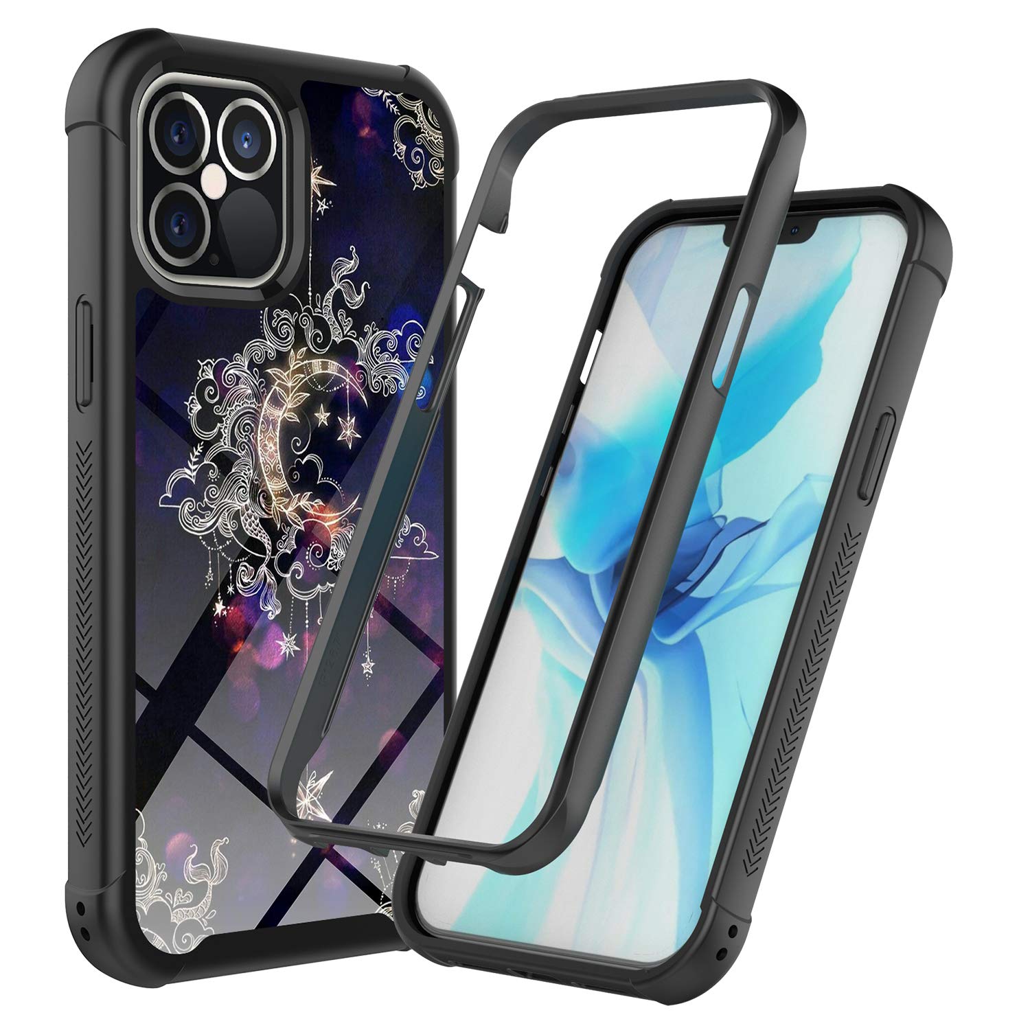 Premium iPhone 12 Pro Max Case [6.7-Inch] - Rosebono Hybrid IMD Design, Anti-Scratch Silicone Cover with Fashion Graphic (Wiccan Moon) | Cute & Colorful Protection for Everyday Use, Work & Travel