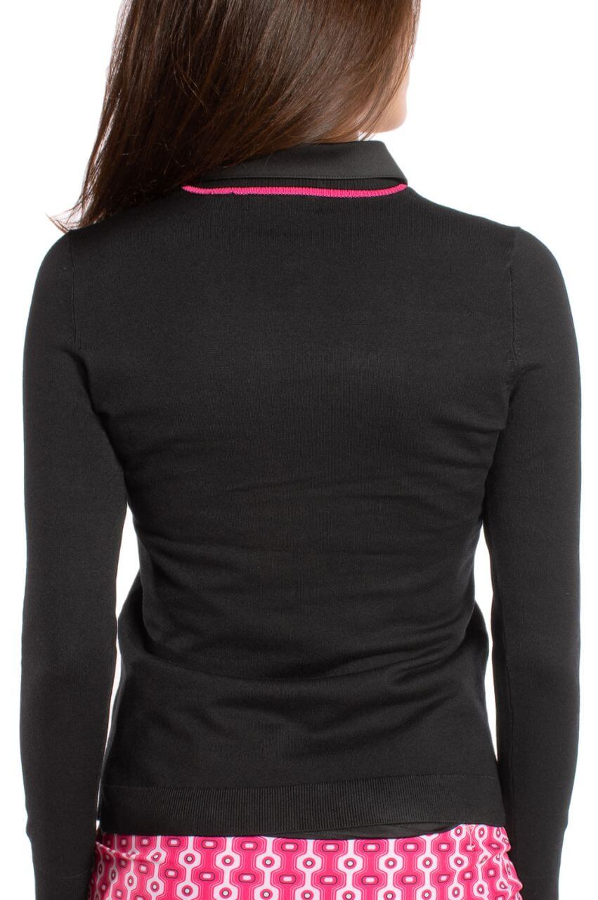 Stylish Black & Hot Pink Stretch V-Neck Sweater for Women | Soft Comfortable Pullover | Perfect for Casual Wear, Office & Date Nights