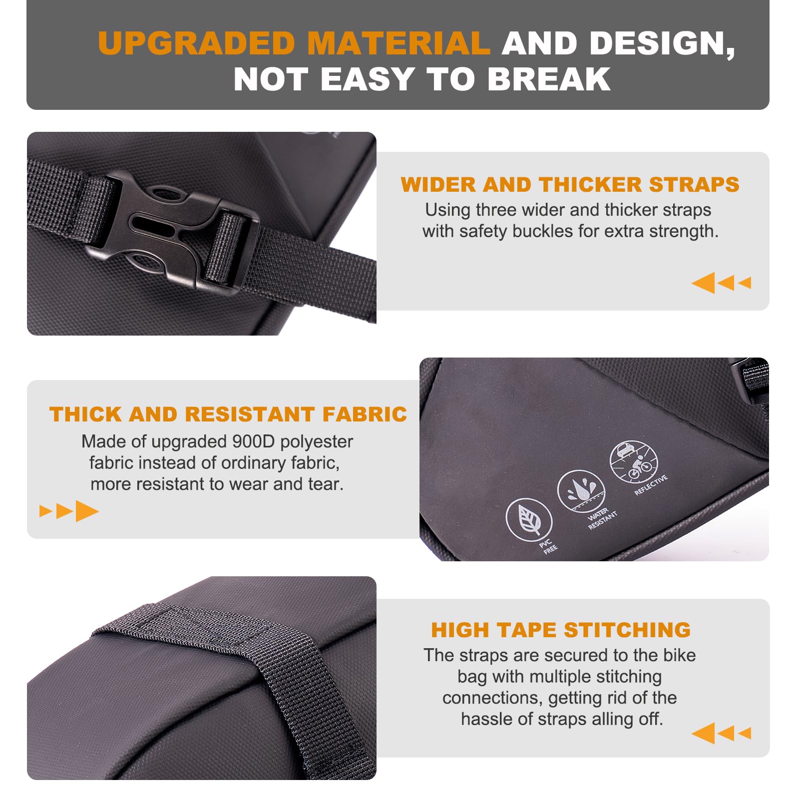 NDakter 2L Large Capacity Waterproof Bike Seat Bag - Adjustable Bicycle Saddle Pouch with Reflective Coating | Under Seat Storage for Tools & Accessories | Perfect for Road Bikes, Mountain Bikes & Commuting