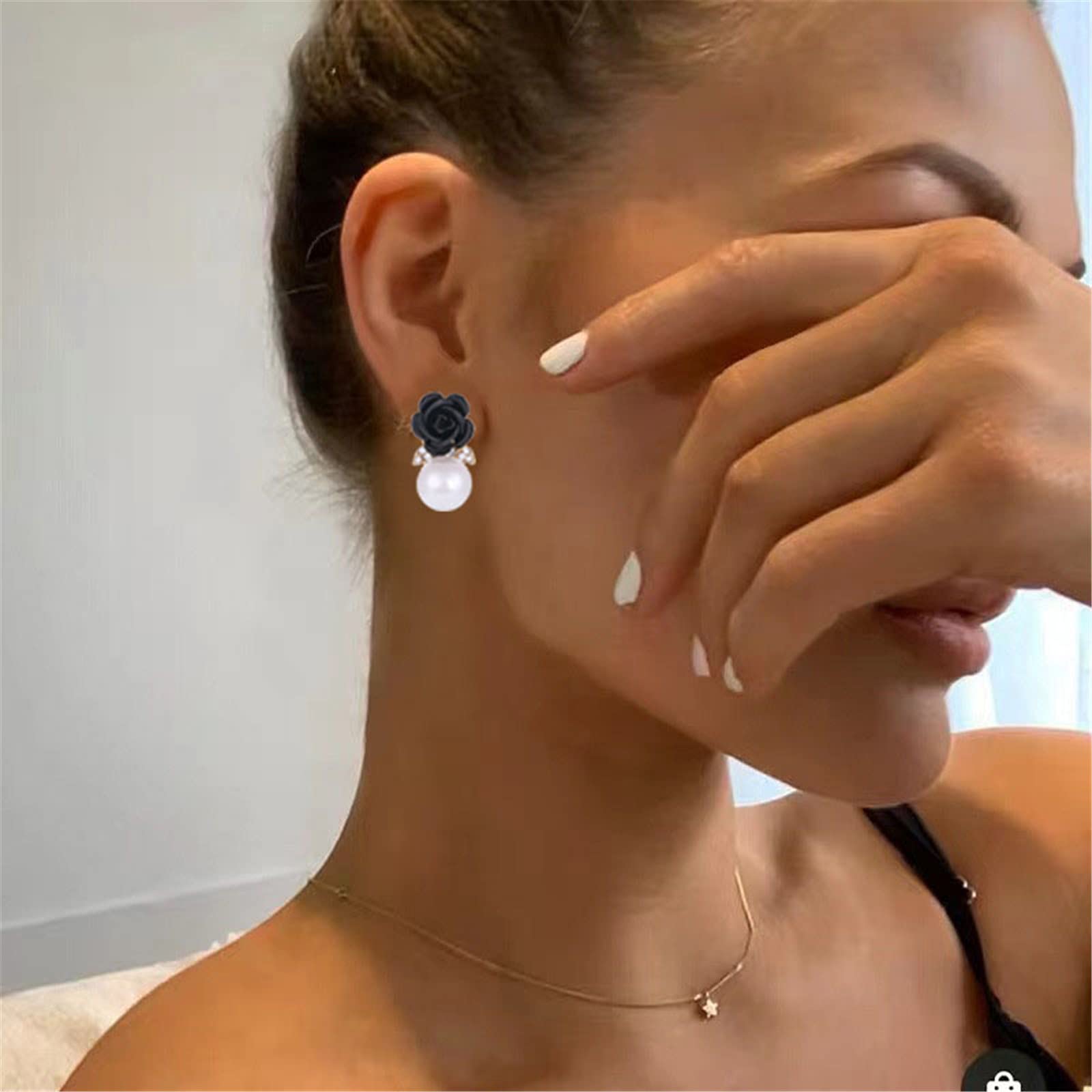 ONLYJUMP Small Pearl Flower Rose Stud Earrings for Women - Colorful Simulated Resin 3D Carved Floral Earrings | Perfect for Weddings, Parties & Everyday Elegant Style