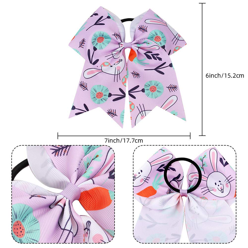 Easter Cheerleader Hair Bows for Girls - Cheer Bow Ponytail Holders & Hair Ties - Perfect for Easter, Cheerleading, Dance Competitions & School Spirit Events (Style JHE41-B)