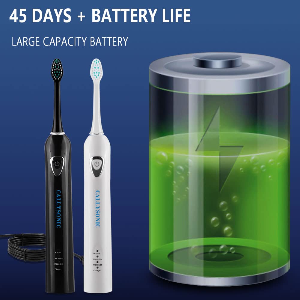 Sonic Electric Toothbrush for Adults - 2 Pack Rechargeable Toothbrush with 3 Cleaning Modes, Smart Timer & 8 Brush Heads - 48,000 VPM for 60 Days Use - Perfect for Travel, Home & Family Oral Care