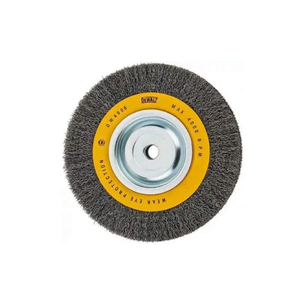 DEWALT 8-Inch Crimped Wire Wheel for Bench Grinder - Heavy-Duty Metal Cleaning & Rust Removal - Perfect for Workshop, Garage & Industrial Use (DW4906)